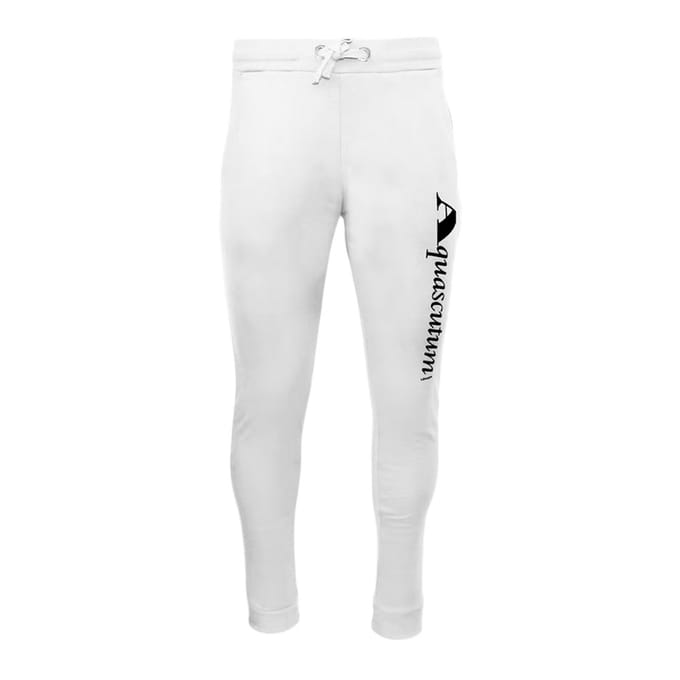 Aquascutum Mannen Vertical Logo Slim Sweatpants (Wit)