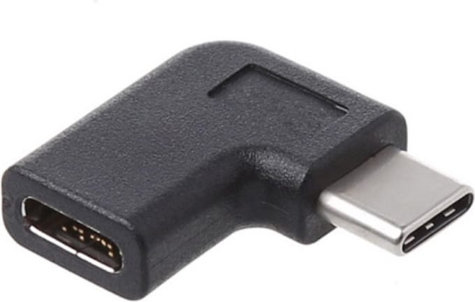 USB-C naar USB-C adapter - haaks naar links/rechts - USB3.2 (tot 10 Gbit/s) - PD tot 20V/5A / zwart
