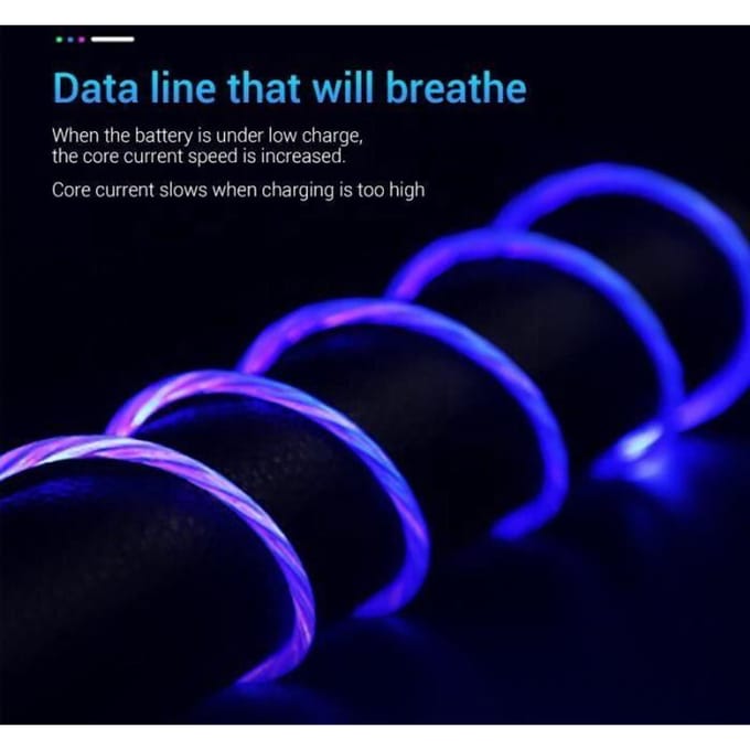 1M magnetische oplader kabel vloeilicht LED Micro USB type c oplaadkabel voor iPhone Samsun Blue Micro