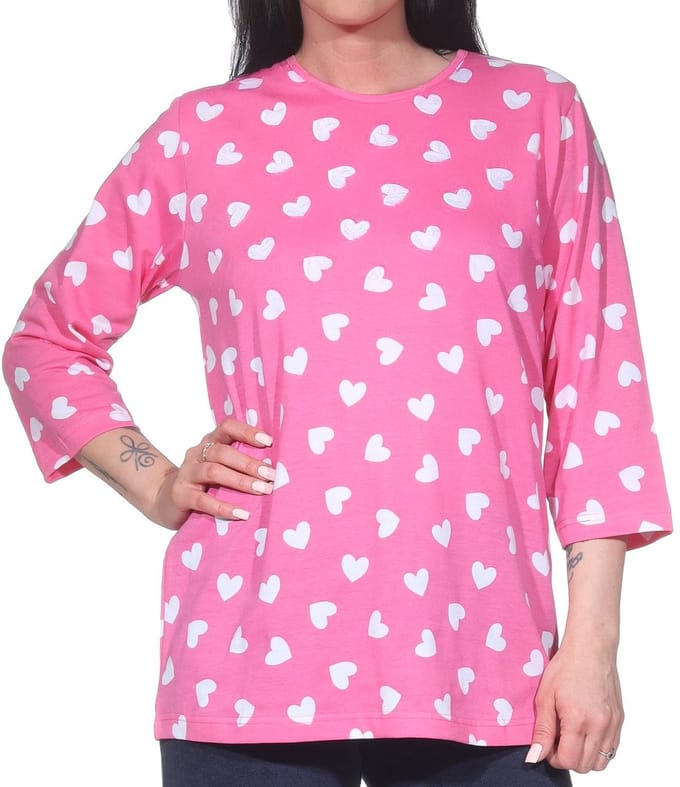 Damespyjamashirt met lange mouwen mix & match