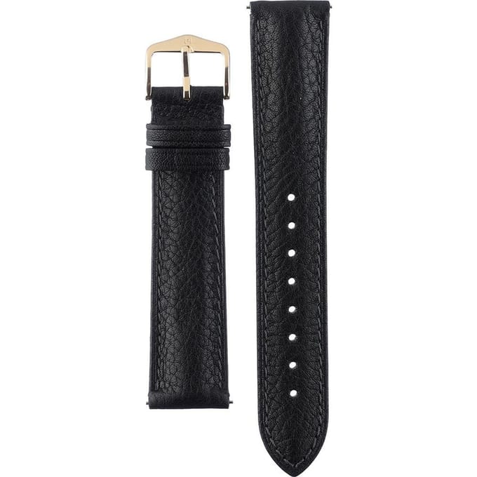 Hirsch Horlogeband Camelgrain Zwart - Leer - 20mm