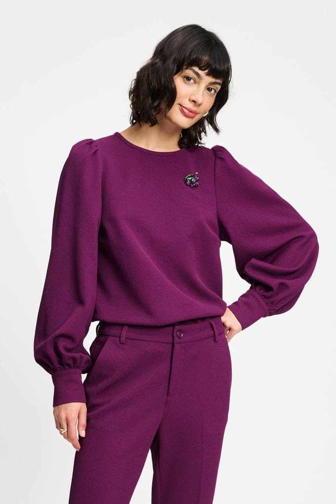 POM Amsterdam Top - Kae Plum Größe: 34 | Longsleeves Outlet | Damen | Magenta