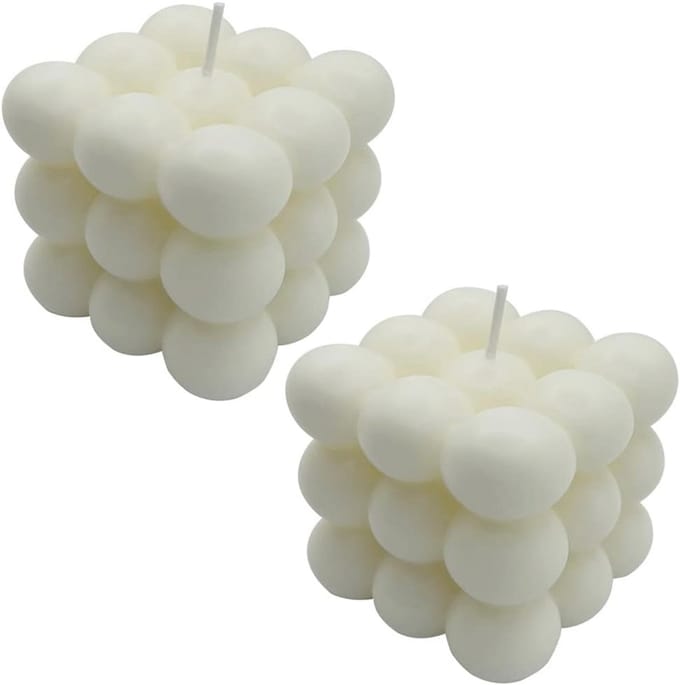 Set van 2 handgemaakte geurige bubbelkaarsen van sojabijenwas