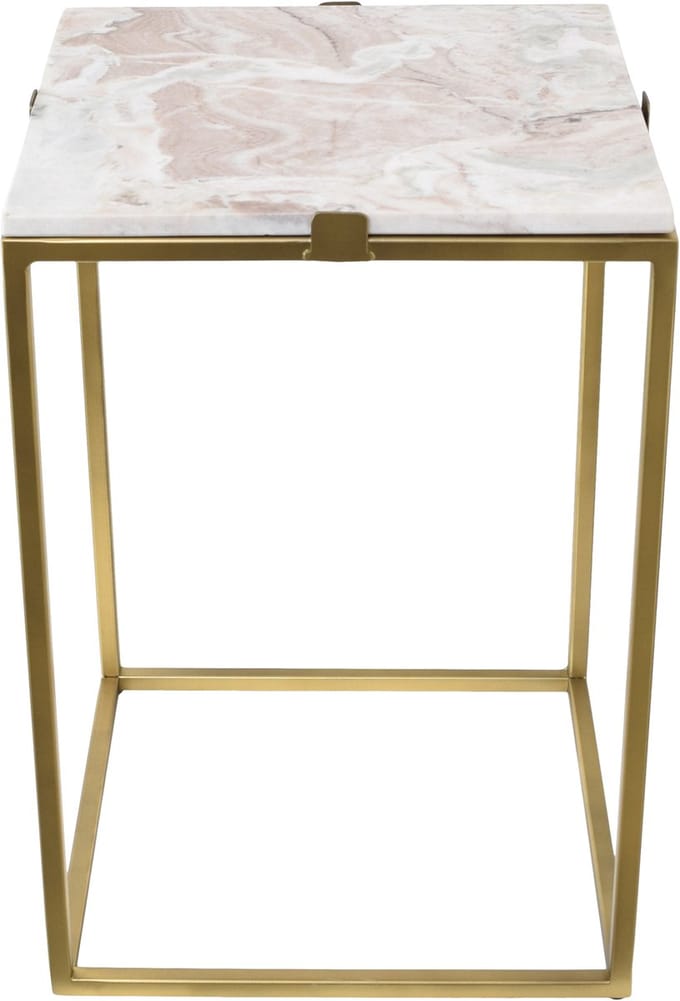 LOFT42 - Marble Bijzettafel - Vierkant - Marmer - Goud metaal - 32x32x46