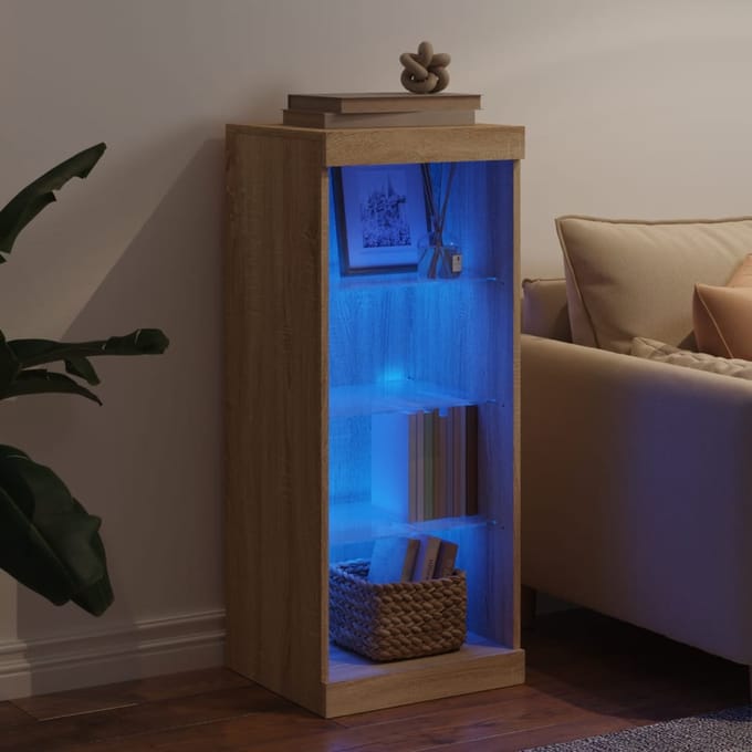vidaXL - Dressoir - met - LED-verlichting - 41x37x100 - cm - sonoma - eikenkleurig