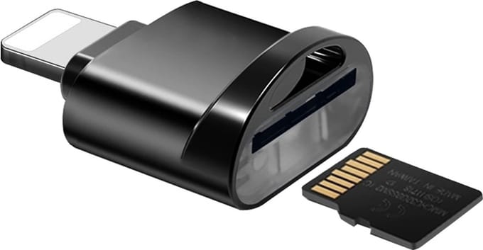 8-Pin Kaartlezer voor Micro-SD / TF - geschikt voor iPhone en iPad - Zwart - Provium