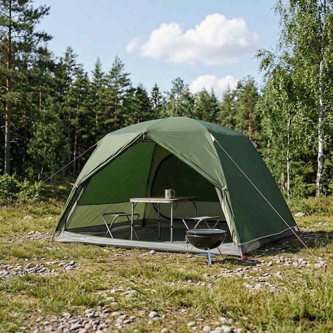 vidaXL - Backpacking - Tent - 2-persoons - Groen - 185T - Polyester - met - PU - Coating