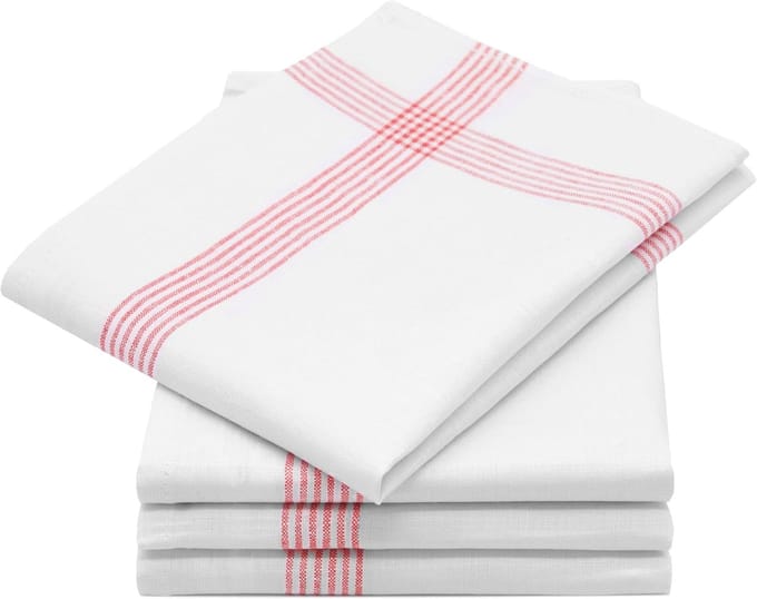 Famanu - Set van 4 witte linnen keukendoeken 50x70 cm, 228 g/m², professionele kwaliteit