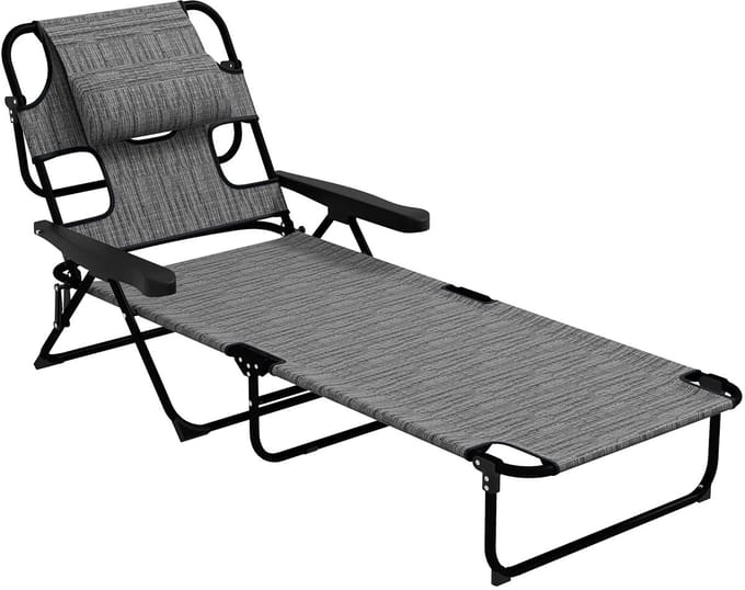 Veldbed - Kampeerbed - Vouwbed - Ligbed - Stretcher- Campingbedje - Opvouwbaar - 1 Persoons - Grijs