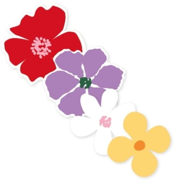 8x Sticker Retro Flowers