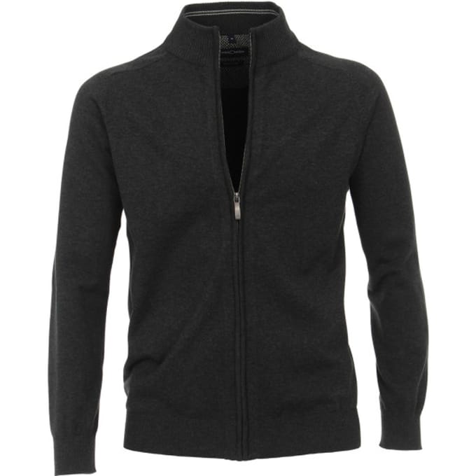 Casa Moda heren vest katoen - antraciet (met rits)