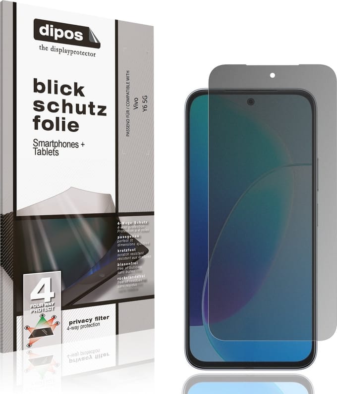 dipos – Matte Privacy Screenprotector geschikt voor Vivo Y6 5G | Anti-Spy Beschermfolie