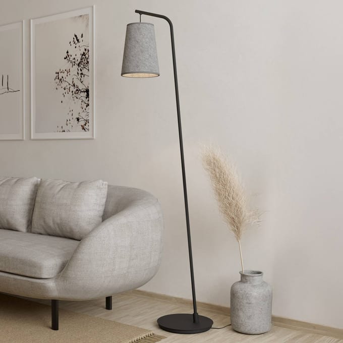 EGLO Alsager Vloerlamp - E27 - 170 cm - Zwart|Grijs - Vilt|Staal