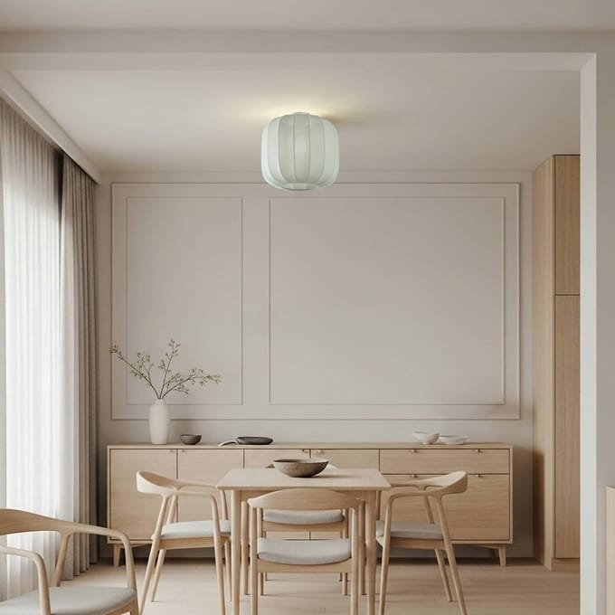 Lindby - plafondlamp - 1licht - Stof - H: 32 cm - E27 - lichtblauw