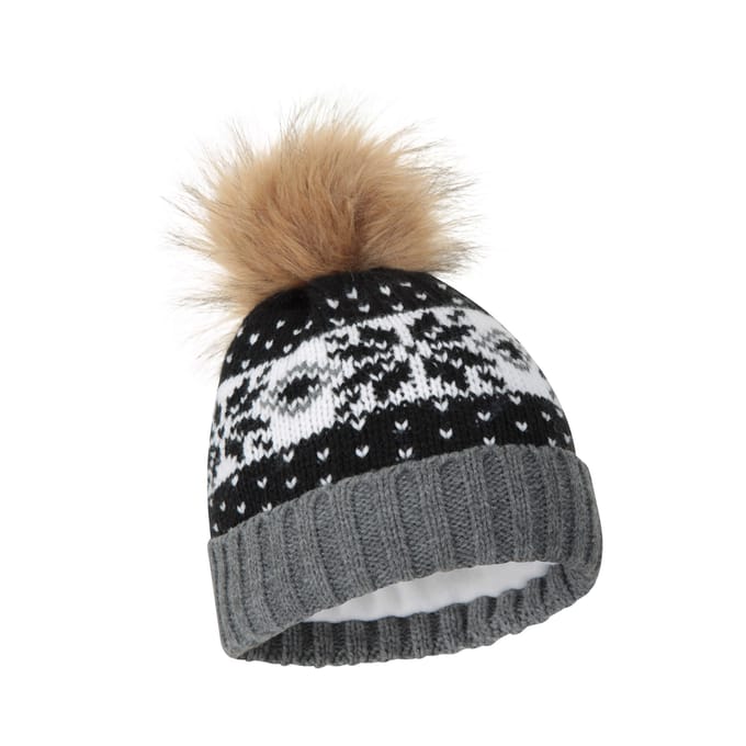 Mountain Warehouse Dames/Dames Fair Isle Pom Pom muts (Zwart)