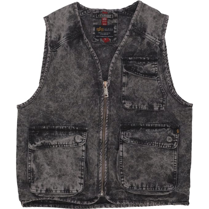 Man Canvas Acid Vest zwart