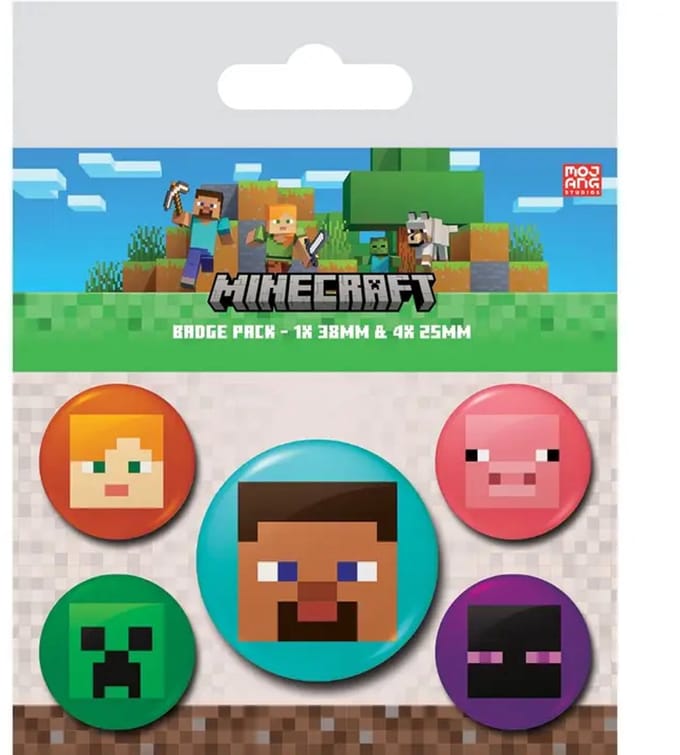 Minecraft Faces - Button - 5-pack