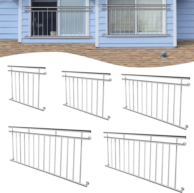 Frans Balkon RVS Balustrade 100x90 cm met Vullingstangen
