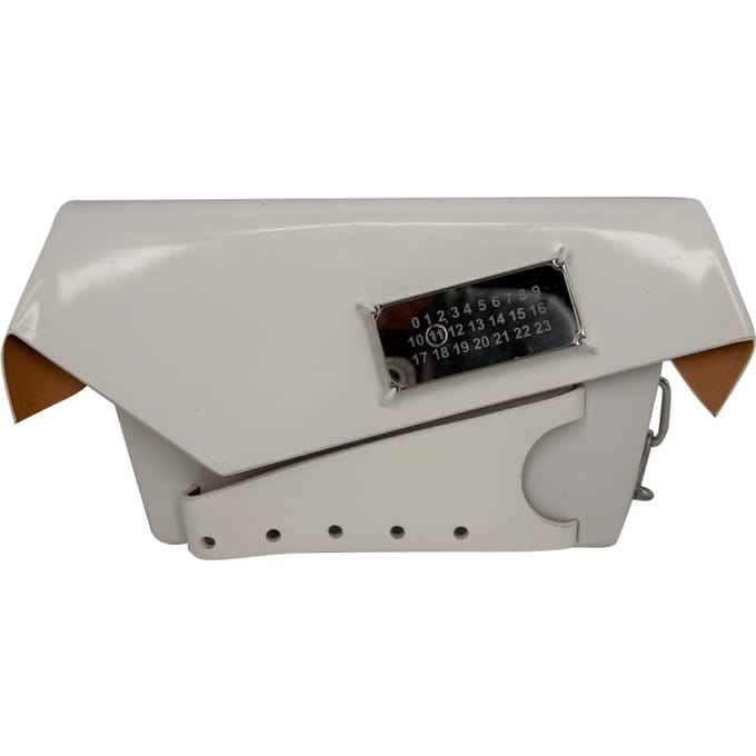 Maison Margiela Kleine Snatched Schoudertas van Witte Glanzende Leder