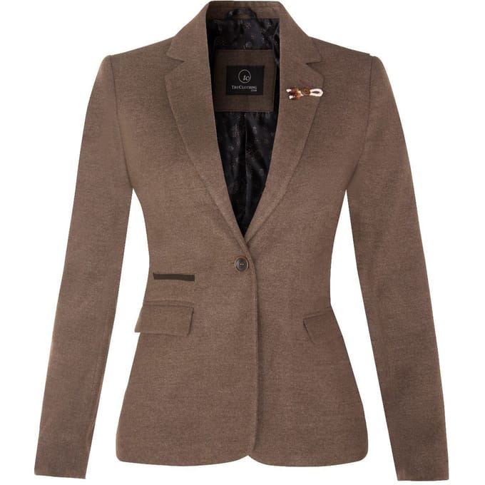 Dames Tweed jaren 1920 visgraat lichtbruine blazer