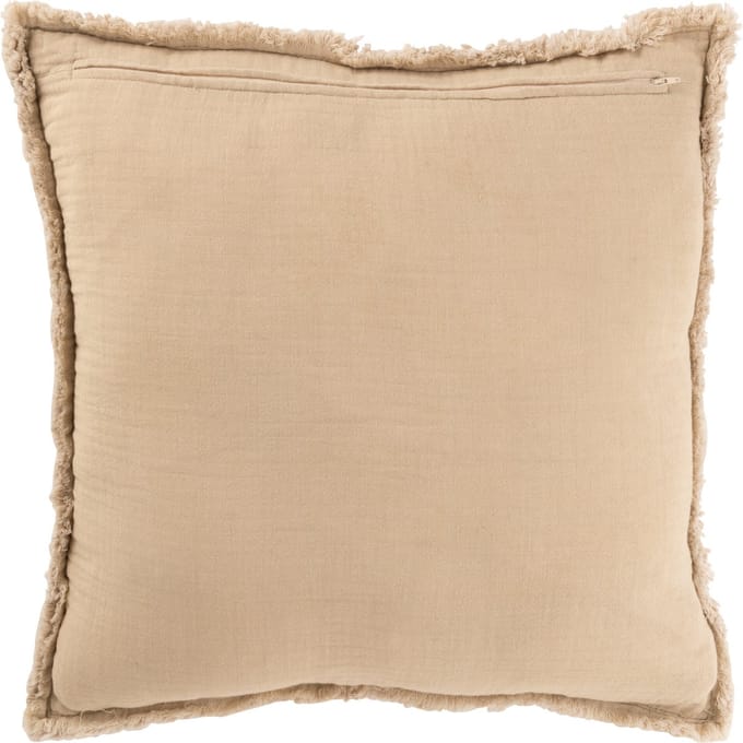 J-Line kussen Gerafelde Randen - katoen/polyester - beige