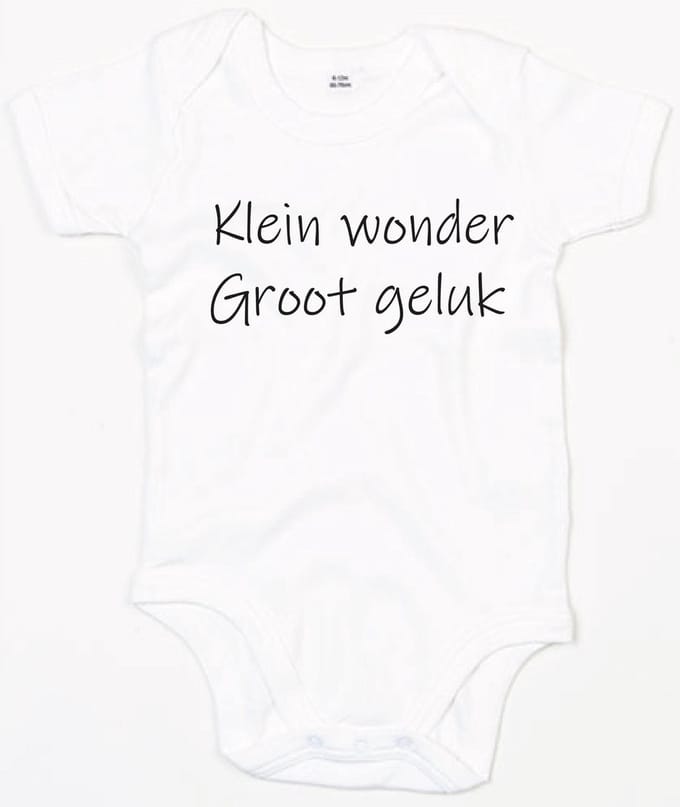 Rompertje Klein Wonder Groot Geluk-Wit-12-18 Maanden