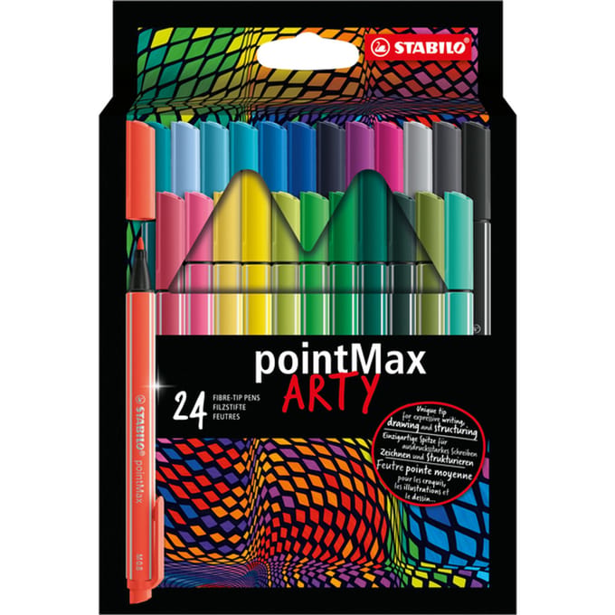 STABILO pointMax - Hardtip Fineliner - Large 0,8 mm - nylon punt - ARTY Etui Met 24 Kleuren