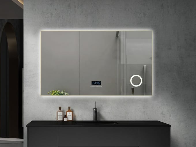 Mawialux LED Badkamerspiegel - Bluetooth - 120x70cm - Goud - Noël
