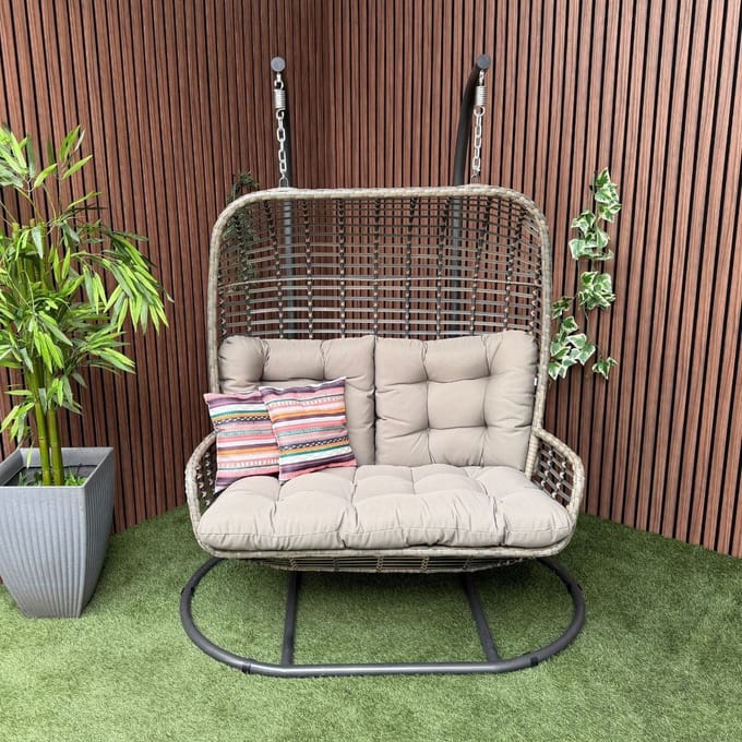 Luxe Hangstoel Twin Double 2-Persoons Hangei met standaard Antraciet - 32320B