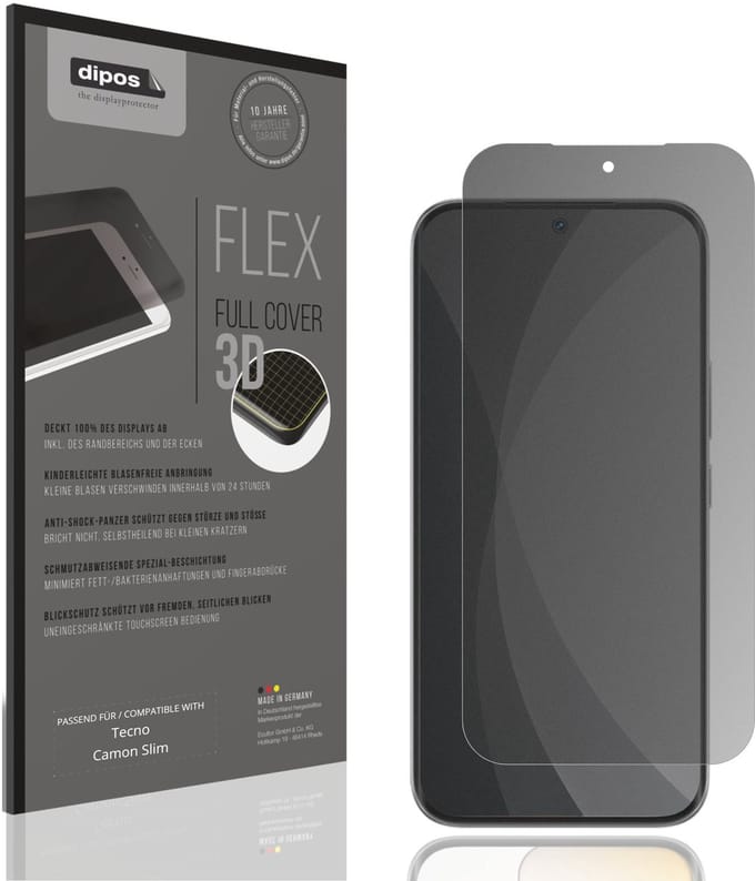 dipos FLEX – Matte Privacy Screenprotector geschikt voor Tecno Camon Slim | Volledige Schermbescherming | Case-Friendly