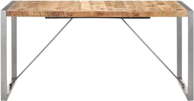 Eettafel Mangohout - Eettafel Hout - Samen Eten - Unieke Nerfstructuur - 160 x 80 cm - Grijs