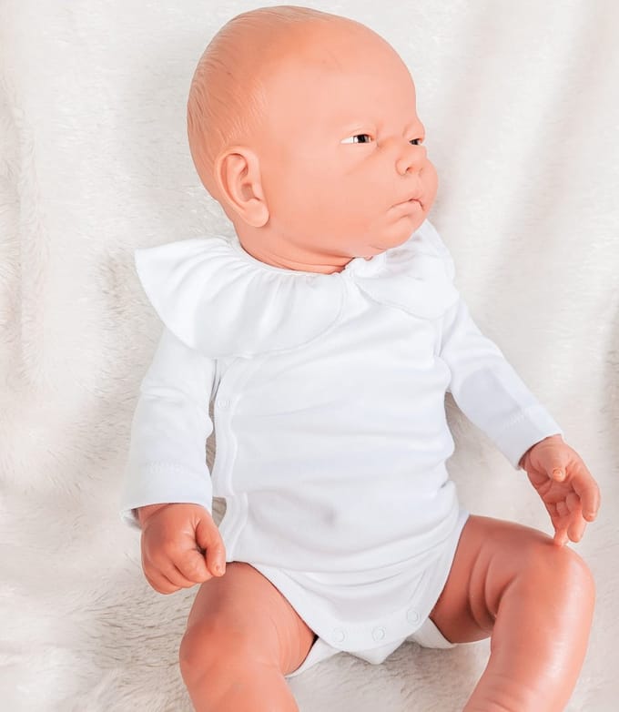 Romper babidu 1178 wit,overslag, ruche