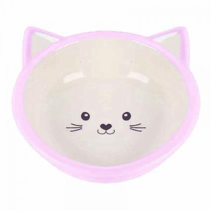 Happy pet voerbak kitten roze / creme