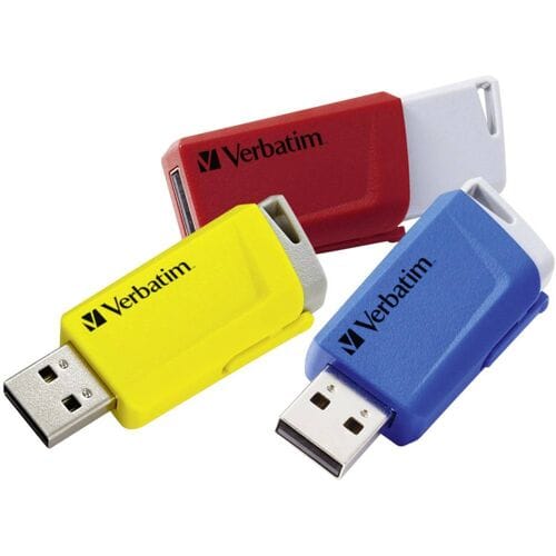 Verbatim V Store N CLICK USB-stick 16 GB Geel, Rood, Blauw 49306 USB-A 3.2 Gen 1