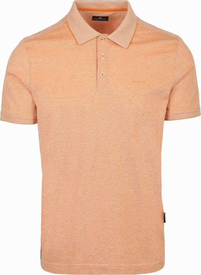 Oranje poloshirt State of Art Regular Fit structuur kraag