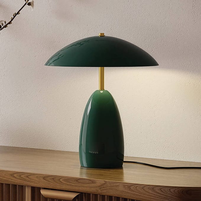 Elstead LED tafellamp Poppy, groen, hoogte 35 cm, metaal, dimbaar