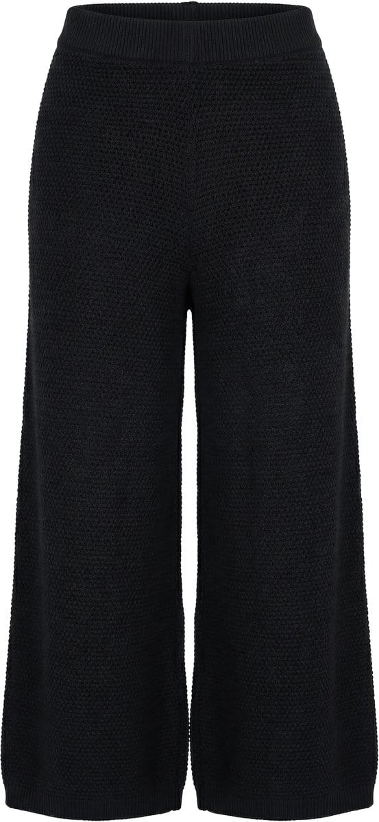 Studio Untold - Dames - Broek wijde rechte pijpen breisel met structuur - Zwart - Maat 42+