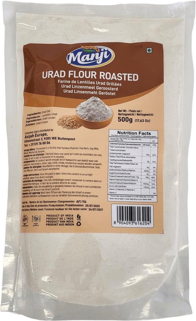 Manji - Geroosterde Uradmeel - Roasted Urad Flour - 3x 500 g