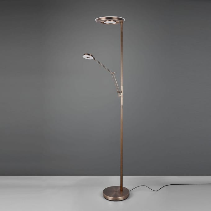 Trio Lighting LED uplighter Barrie met leeslampje oud messing