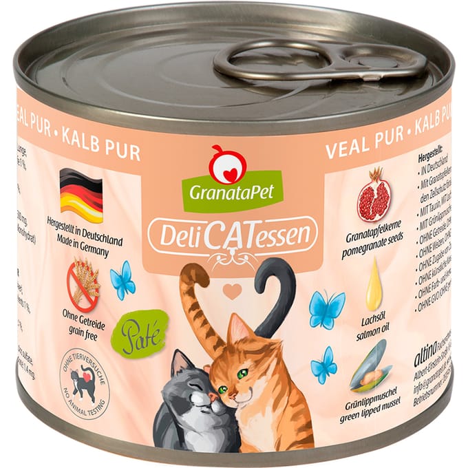 6x200g GranataPet DeliCatessen Kalf PUUR Kattenvoer
