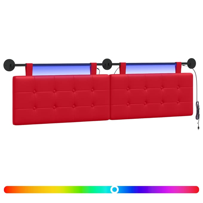 vidaXL - Hangend - hoofdbord - Met - LED-verlichting - Rood - Kunstleer