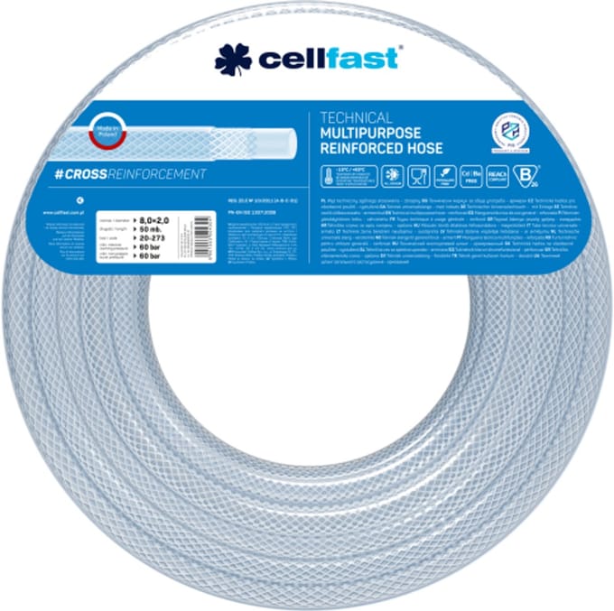 Cellfast Serie - Versterkte Technische Slang - 8,0 x 2,0 mm - 50 m - PVC