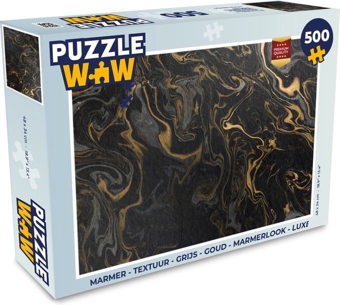 Puzzel Marmer - Textuur - Grijs - Goud - Marmerlook - Luxe - Legpuzzel - Puzzel 500 stukjes