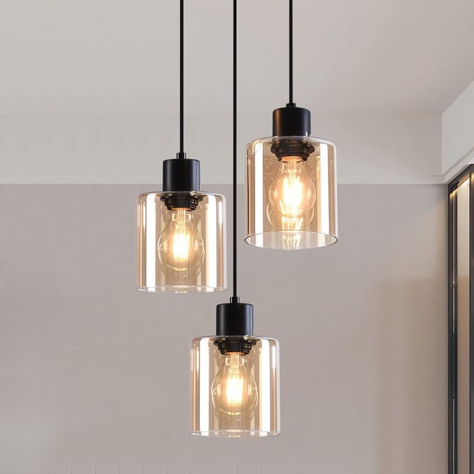 LumenXL - Design hanglamp Pella, 3-lichts - amber glas