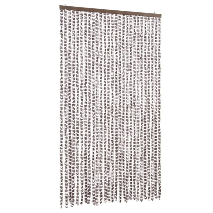 vidaXL - Vliegengordijn - 118x220 - cm - chenille - taupe - en - wit