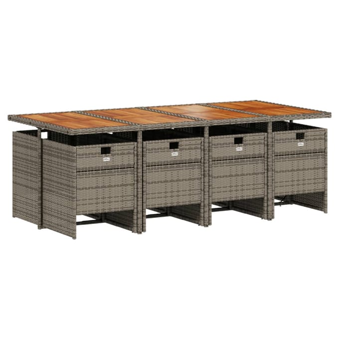 vidaXL - 9-delige - Tuinset - met - kussens - poly - rattan - grijs