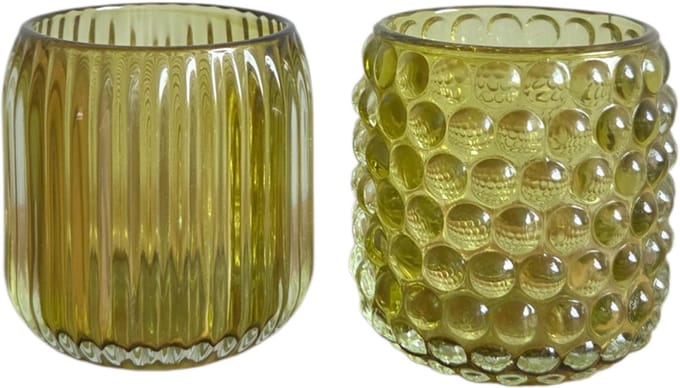 Daan Kromhout - Waxinelichthouders - Set van 2 - Stevig Glas - Groentint - 9x9cm