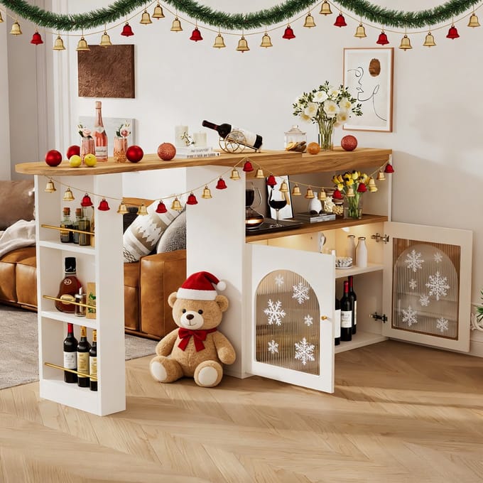 REDOM Eettafel 138-193x39x105 cm van MDF en metaal, uitschuifbaar met 1m verstelbare LED-lichtstrip