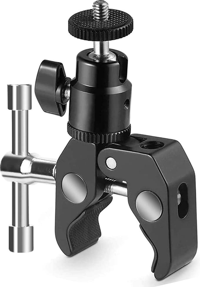Garpex® Universele Statiefklem voor Action Camera - Buisklem met Balhoofd - Maximale Buisdiameter 4 cm