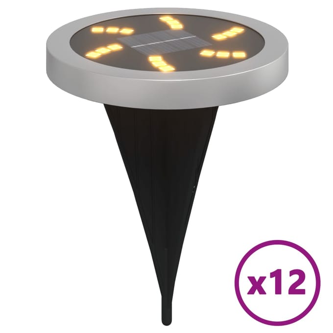 vidaXL Grondlampen 12 st solar met grondpennen warmwit